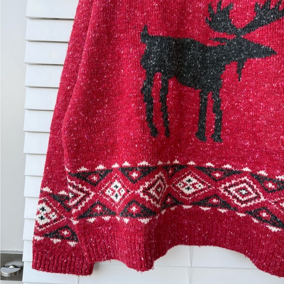 Vintage True Grit Alpine Moose Sweater Fair Isle Christmas Red XL Phoebe Buffay - Picture 3 of 13